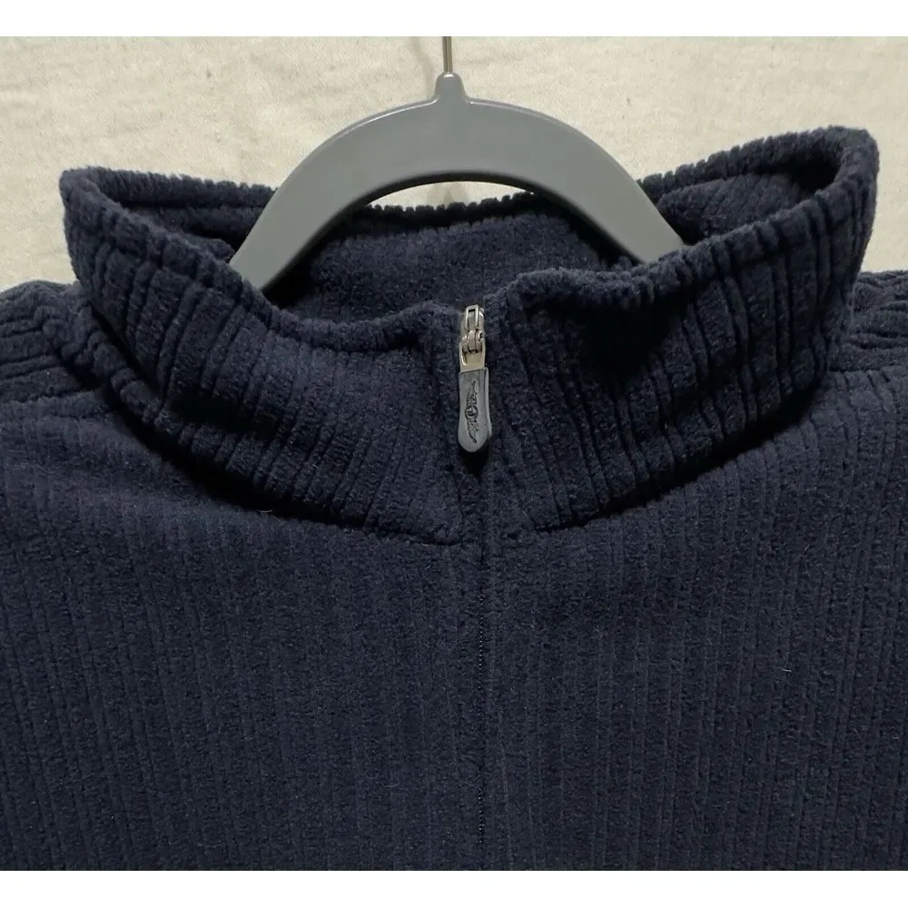 Straight Down XL Blue 1/4 Zip Pullover Knit Side Slit Pockets Mens